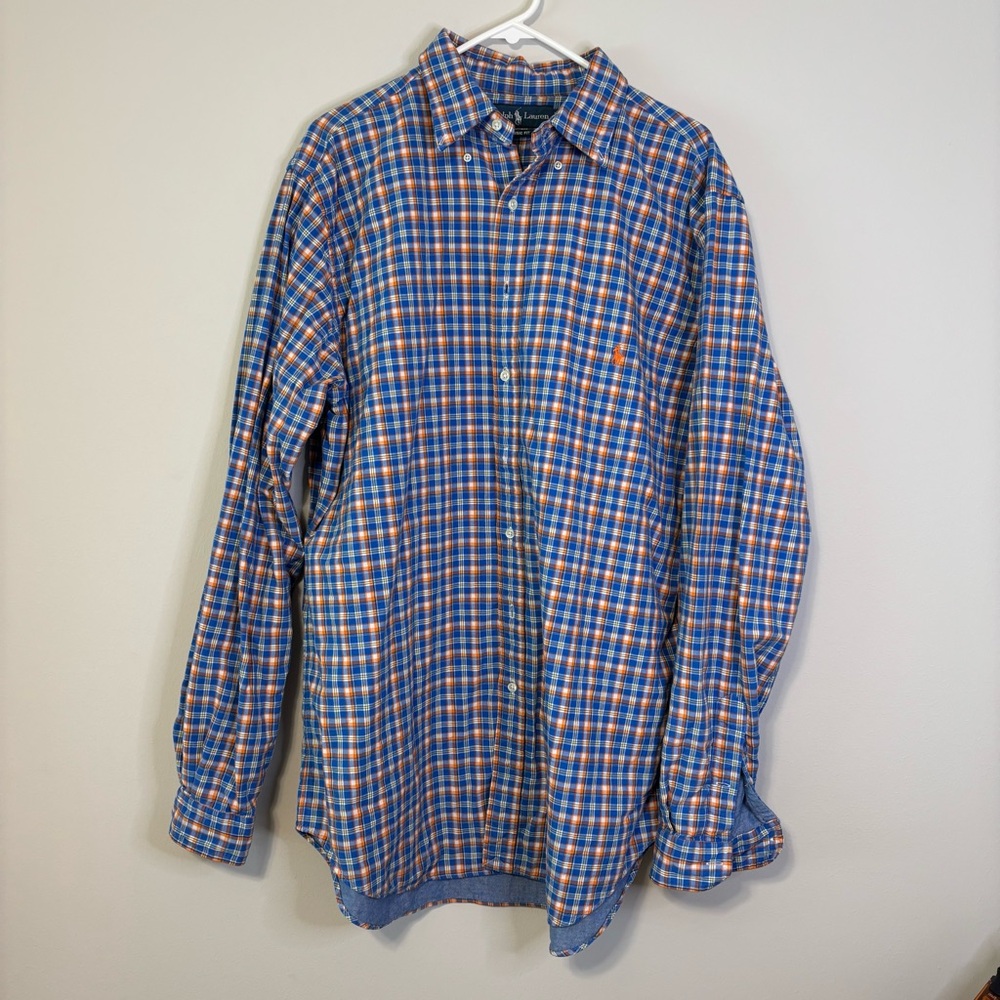 Ralph Lauren Blue and Orange Checkered Shirt